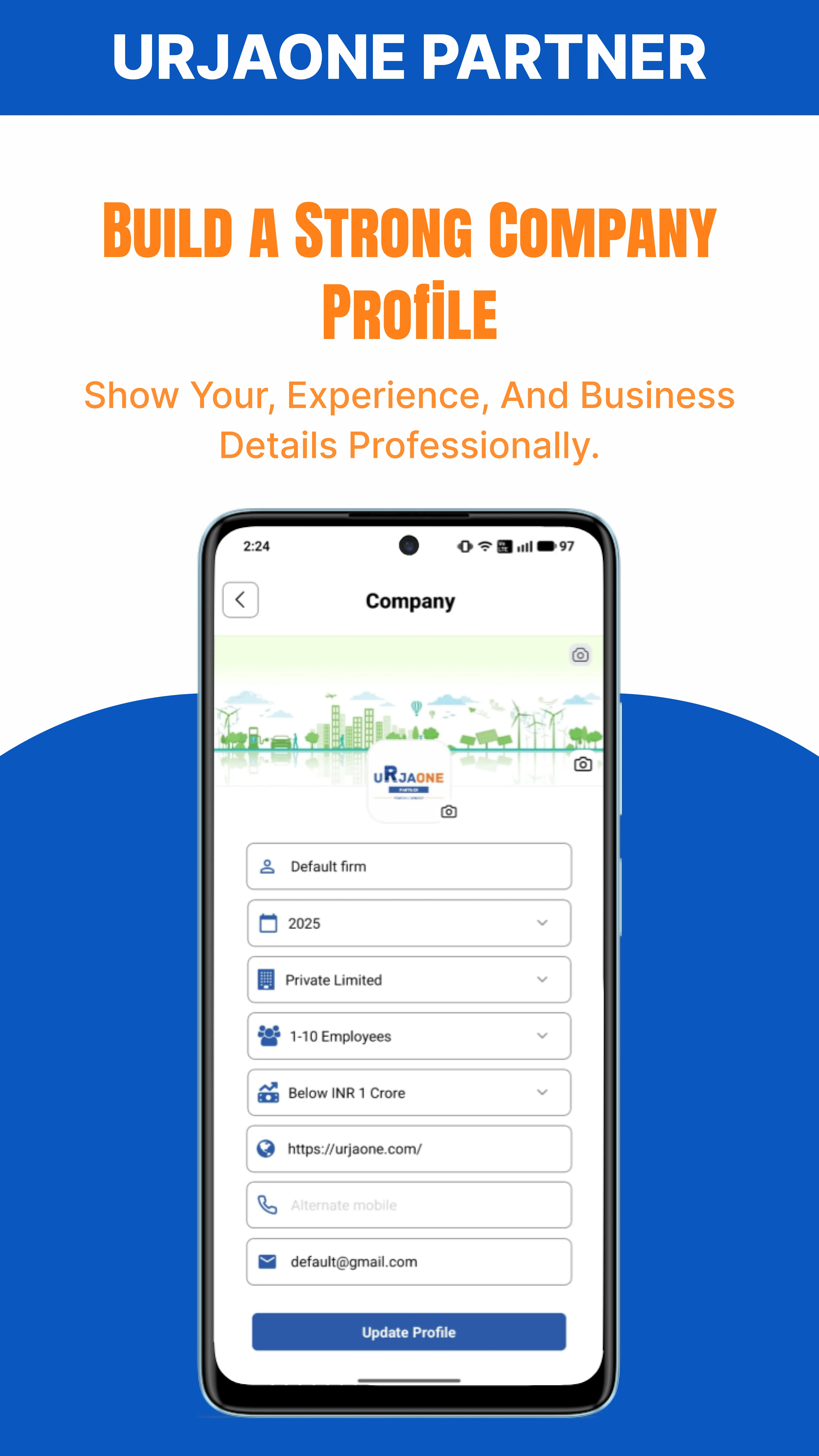 Partner Profile Page on UrjaOne Platform